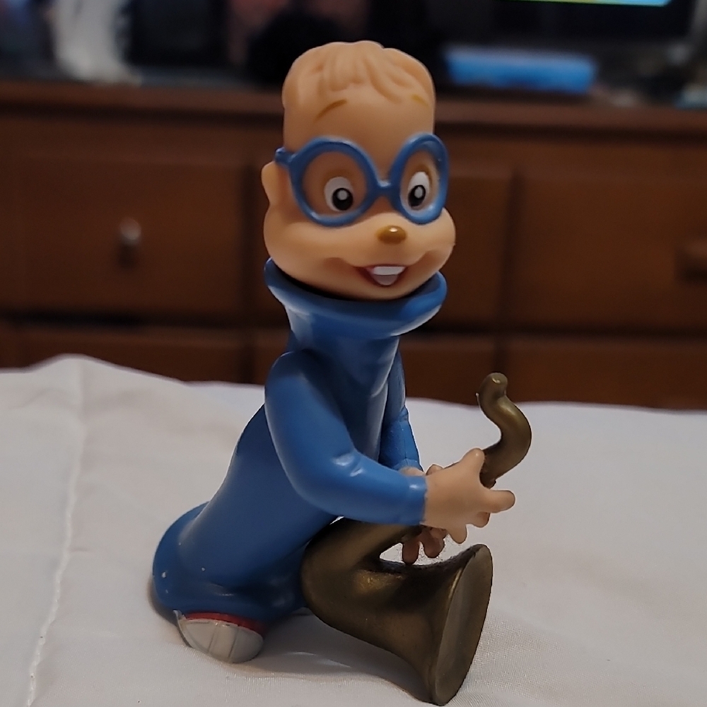 Blue Cartoon Character Figurine with Horn
